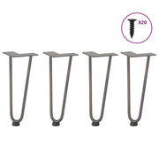 Gambe a forcina per tavolino 4 pz in acciaio naturale 30 cm in acciaio massiccio