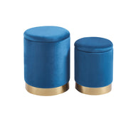 Pouf Contenitore a Forma di animale, Pouf Poggiapiedi imbottito con Gambe in Legno e Rivestimento .Sgabello per Bambini e Adulti per Camera Cameretta Salotto  - Blu