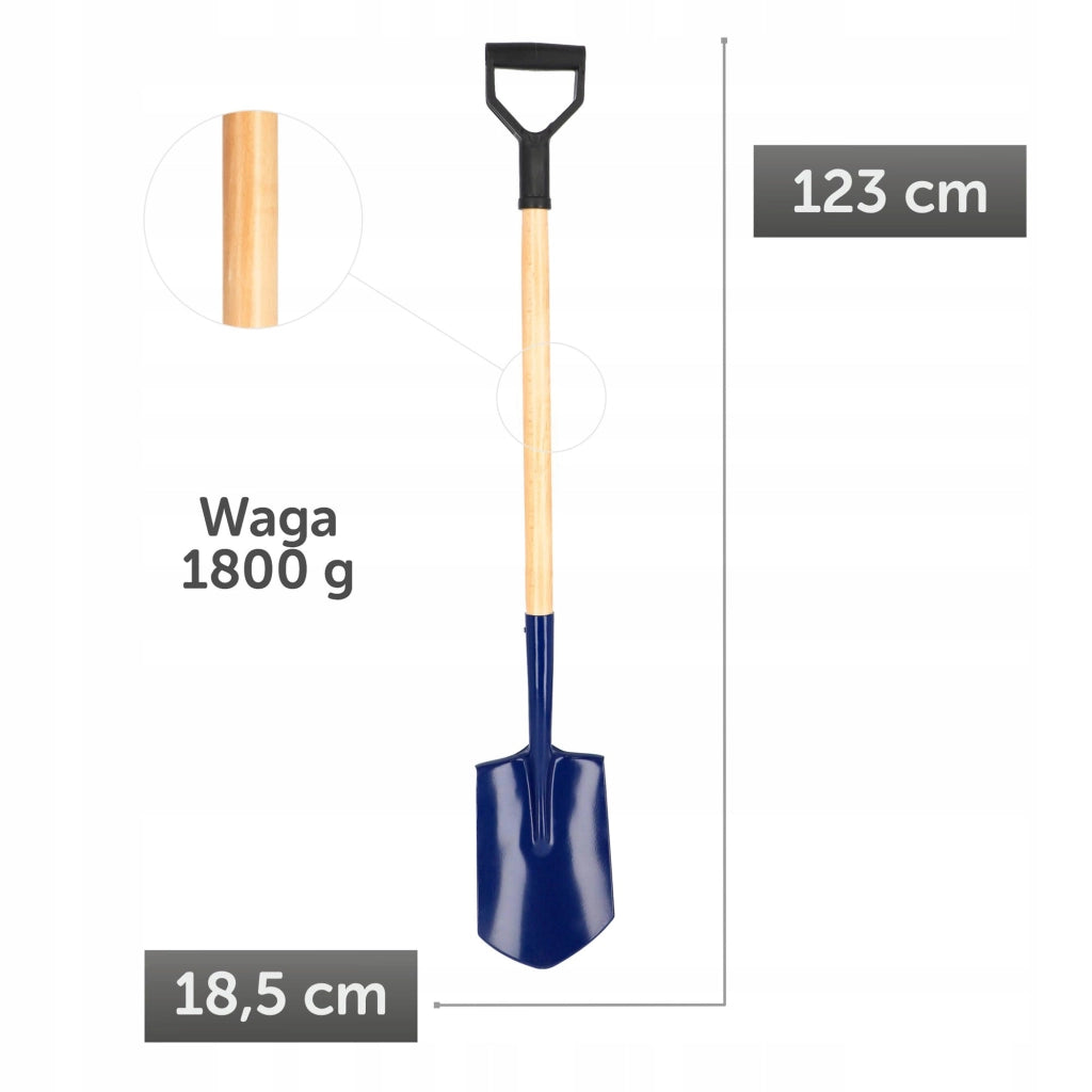 Pala KADAX per scavare, manico ergonomico, affilata, 123,5 cm, robusta e solida.
