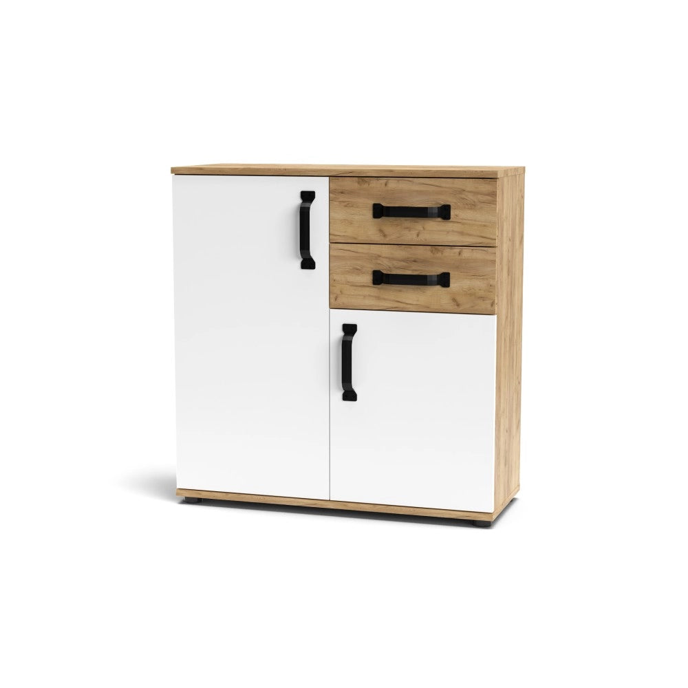 Credenza rovere bianco 2 ante e 2 cassetti 80x32x83 Mosso MO2