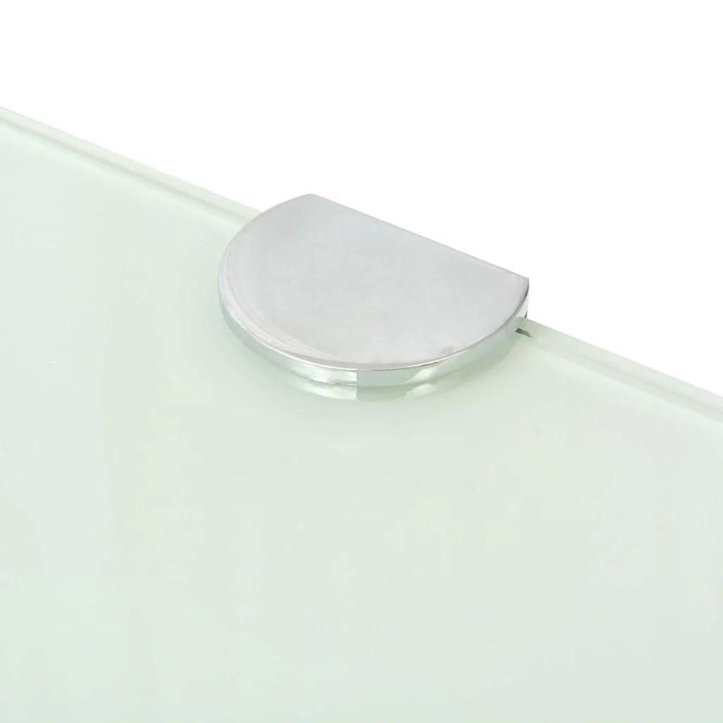 Mensola angolare con staffe cromate e vetro bianco 45 x 45 cm 2702225/2