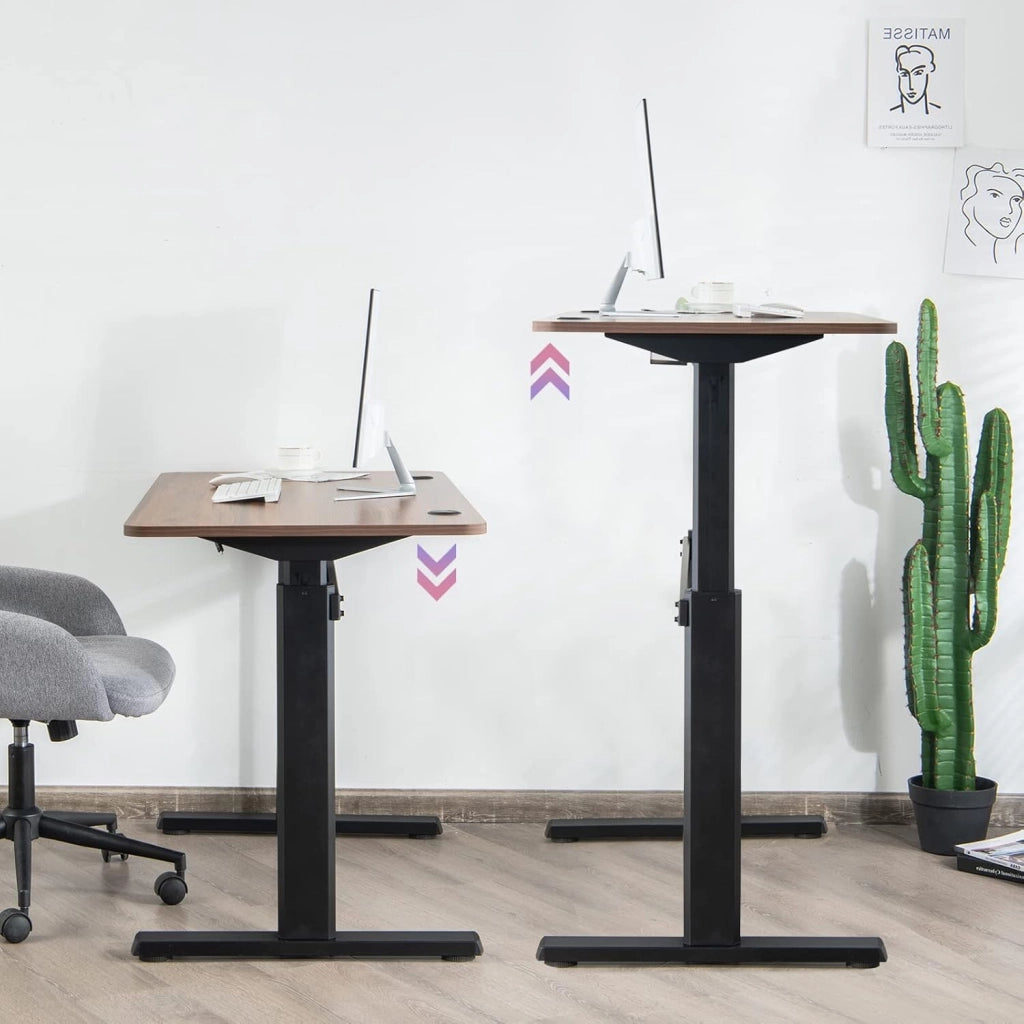 Scrivania Elettrica Regolabile in Altezza, Scrivania con Controllo Porta di Ricarica USB, Scrivania in Piedi, Scrivania per Computer, 59,5x99x71,5-121,5 cm, Marrone
