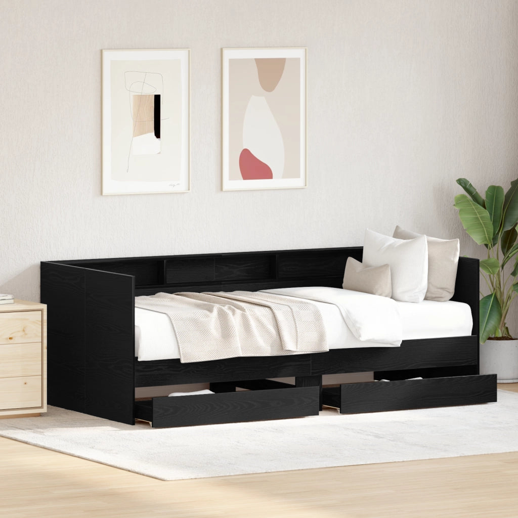 Daybed in Rovere Nero con Cassetti Rovere Nero Legno ingegnerizzato