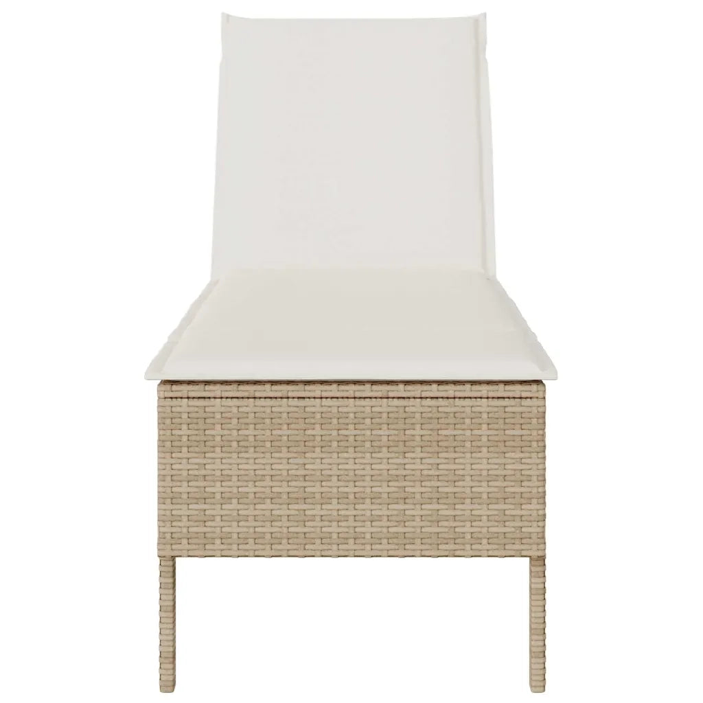 Lettino Prendisole | Sdraio da giardino | Lettino da sole con Cuscini Beige 55x200x44 cm in Polyrattan
