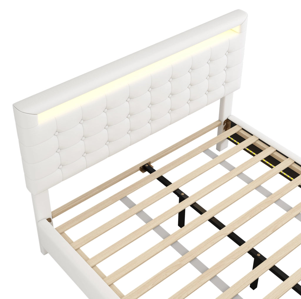 Letto matrimoniale sospeso 140x200 cm LED bianco