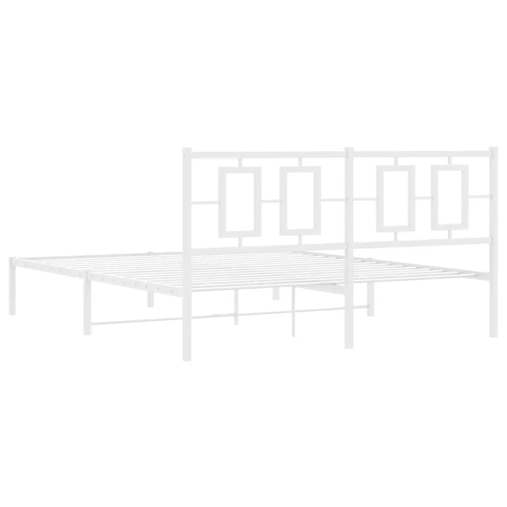 Giroletto con Testiera-Struttura Letto con testiera Metallo Bianco 150x200 cm 862914