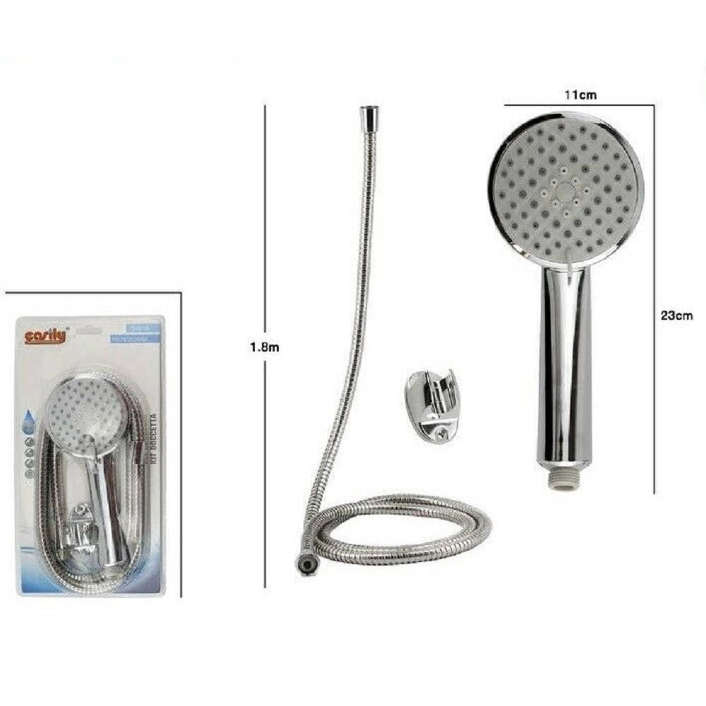 Trade Shop - Kit Doccetta Doccino Soffione Doccia Bagno Con Laccio 1,8 Metri Staffa 69067 -