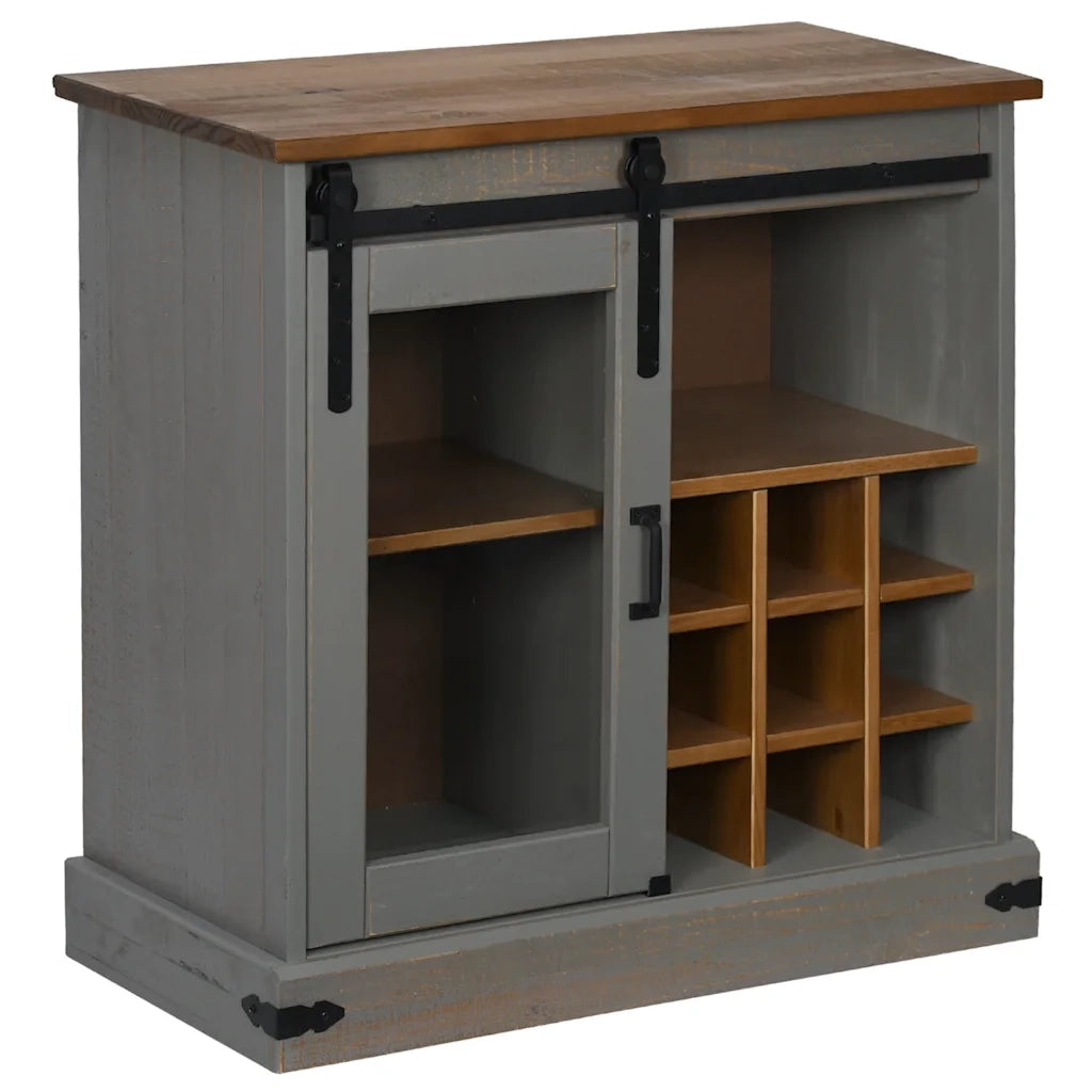 Credenza-Buffet-Armadio da cucina HALDEN con Anta Scorrevole 80x40x80 cm Legno Massello 248276