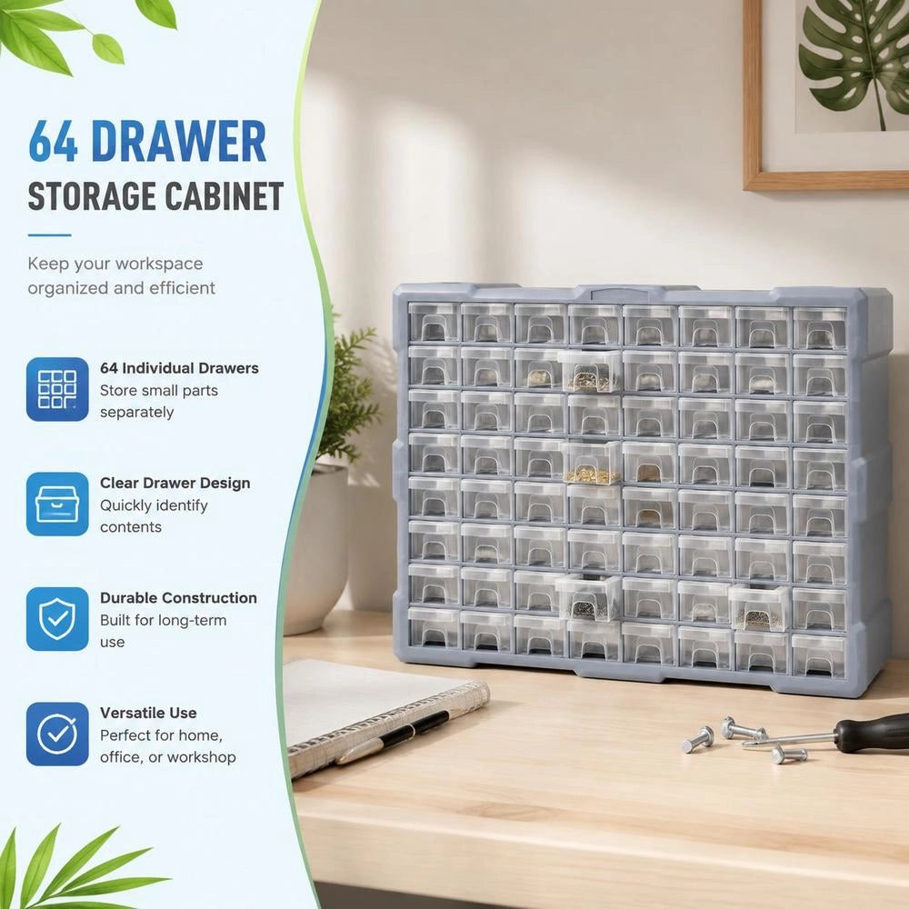 Multi-drawer Organizer With 64 Drawers, 52x16x37.5 Cm