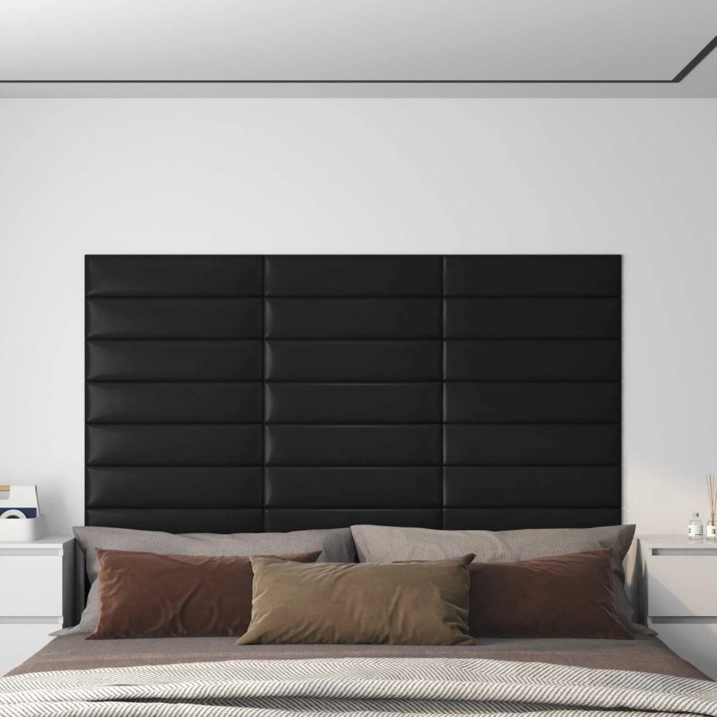 Testiera | Testata da Parete 12 pcs Nero 60 x 15 cm Tessuto