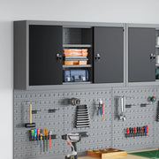 Armadio da Muro  con Pannello Perforato Nero 100x20x55 cm in Acciaio