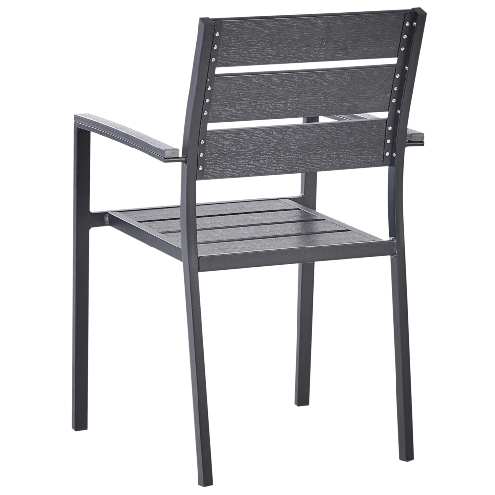 Set di 6 sedie da giardino da pranzo nero con schienale a doghe in alluminio anodizzato set di sedie da esterno