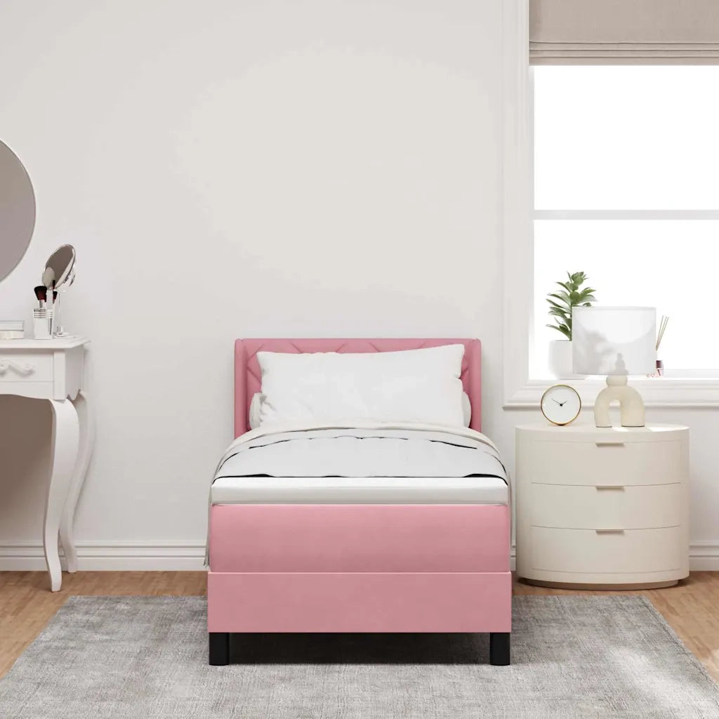 Letto a molle con testiera Rosa 200 x 80 cm Velluto 3341497