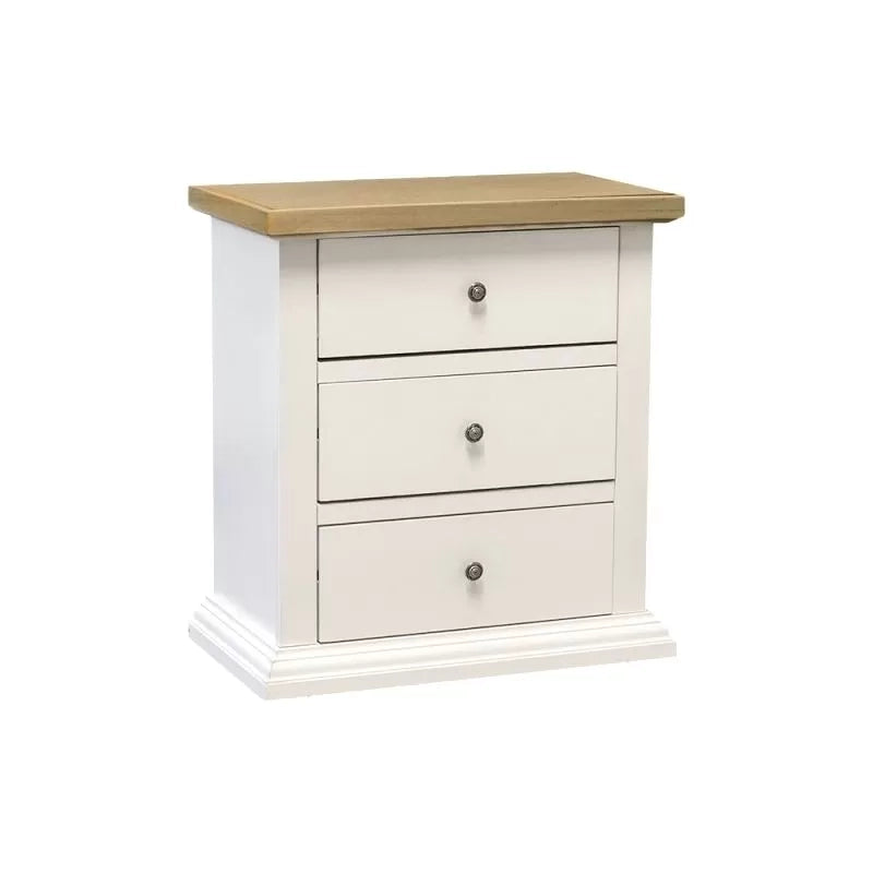 Gruppo 1 cassettiera 2 comodini legno bicolore bianco naturale - Mobili 2G