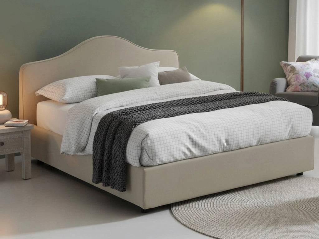 Letto Matrimoniale Alborella, Letto Matrimoniale Sfoderabile Made in Italy, Grigio Tortora\