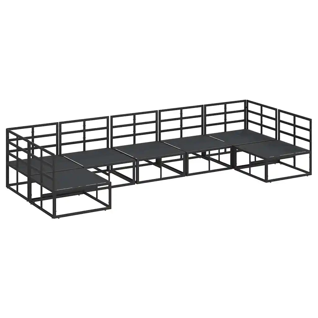 vidaXL Set Divano da Giardino con cuscino 7 pcs Nero Alluminio
