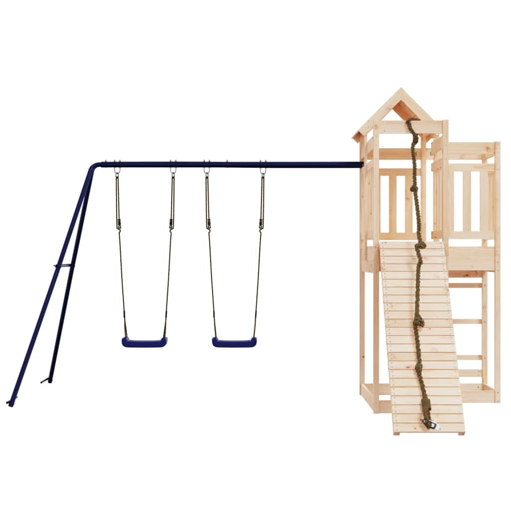 Parco giochi per esterni parete da arrampicata altalena stabile giochi da giardino 361 x 282 x 238 cm legno massiccio di pino 02_0004784