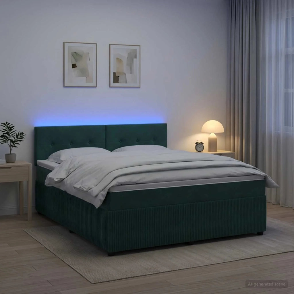 Letto box spring con materasso Verde Scuro 140 x 190 cm Velluto 3453140