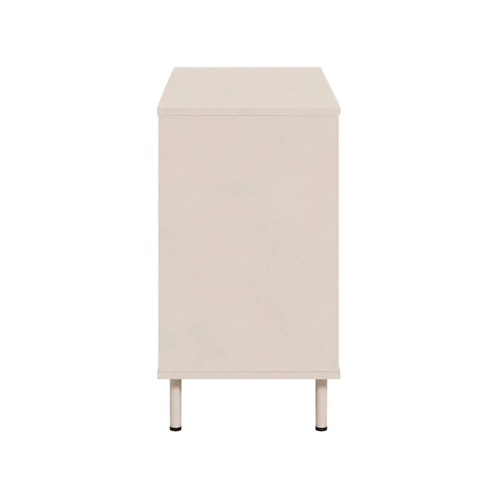 Cassettiera decorativa in legno e metallo, 6 cassetti, beige
