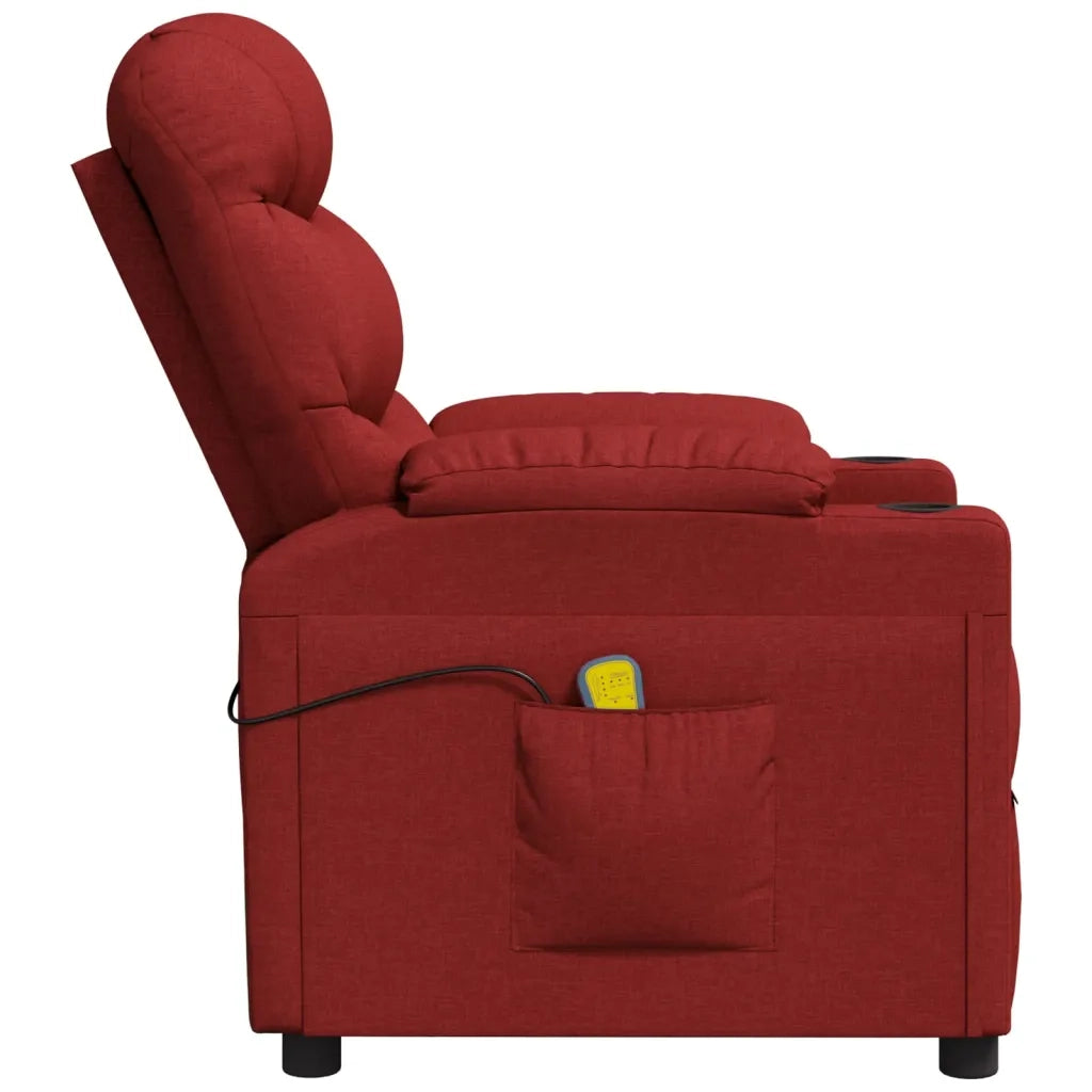 Poltrona Massaggiante Elettrica Rosso Vino in Tessuto 348085