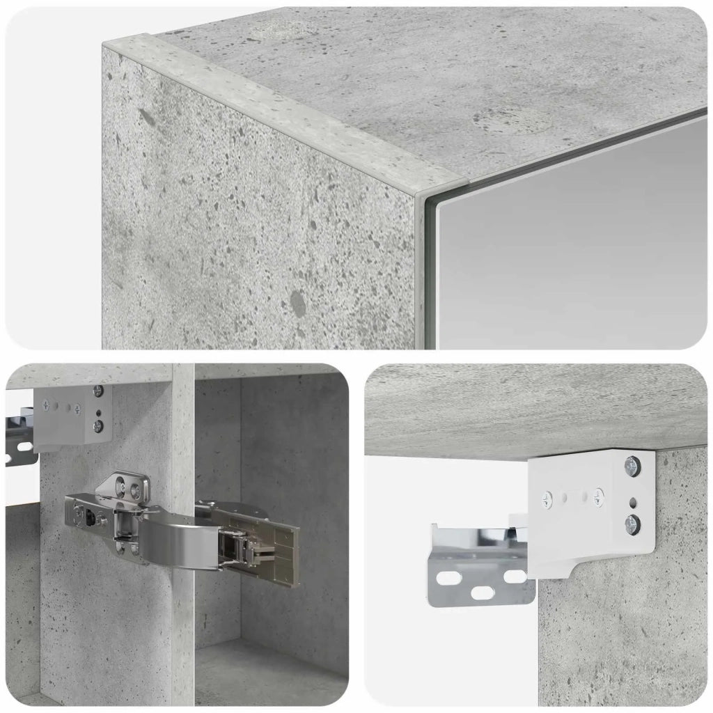 Mobiletto per specchio da bagno con lo scaffale Grigio cemento 889106