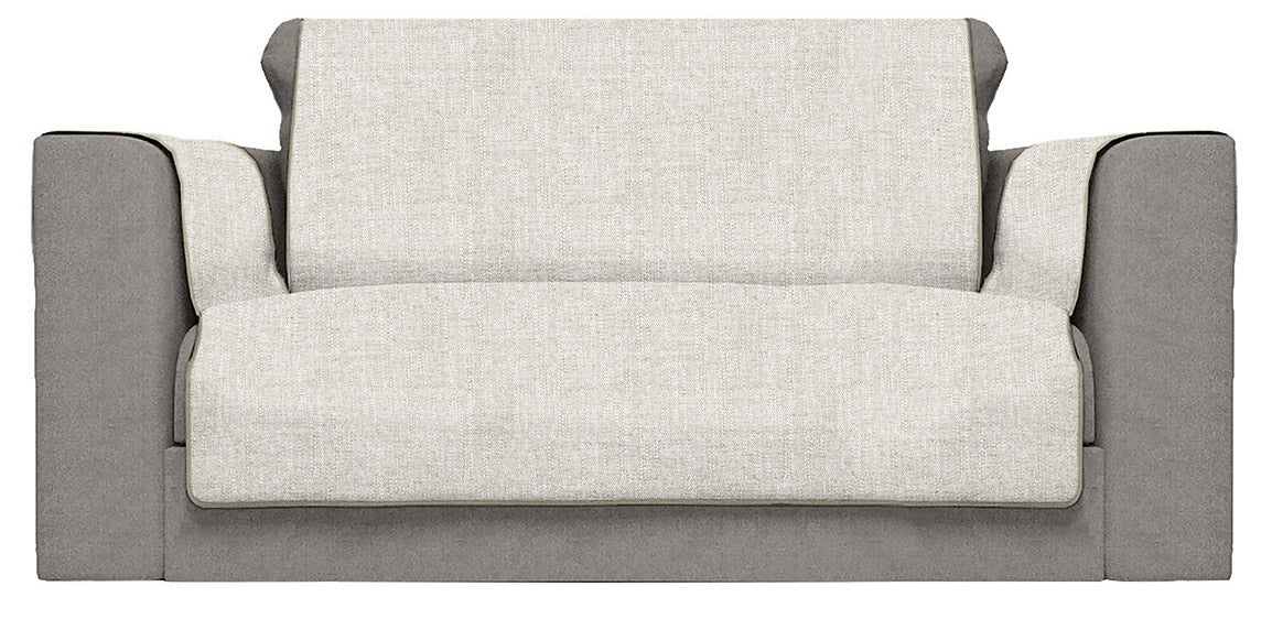 Copridivano con Copri Braccioli Seduta 60 cm in Poliestere Beige