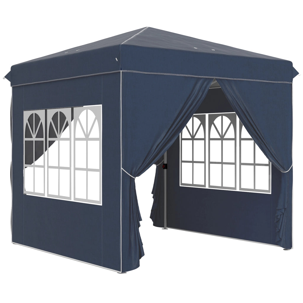 Gazebo da giardino pieghevole pop up con 4 pareti laterali altezza regolabile finestre e borsa in poliestere blu