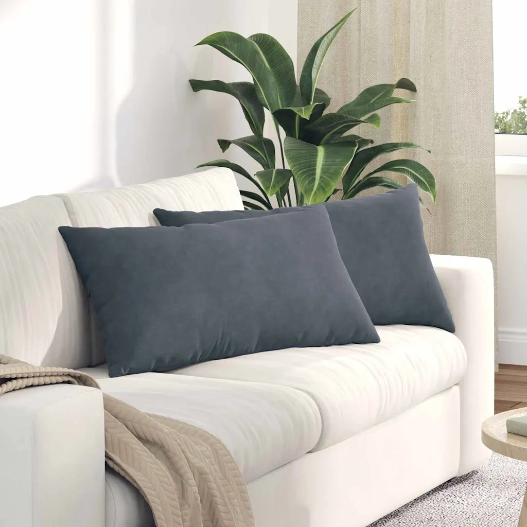 Cuscini da Divano 2 pz-Set di 2 Cuscini per Sofa Grigio scuro 80 x 40 cm 646620