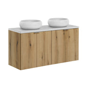 Set mobili bagno 120 cm con piano e 2 lavabi da appoggio Wiki Nova Oak 120 x 1401 x 40 cm