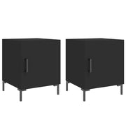Set di 2 Comodini | Armadio da Notte | Mobiletto da notte Neri 40x40x50 cm in Legno Multistrato