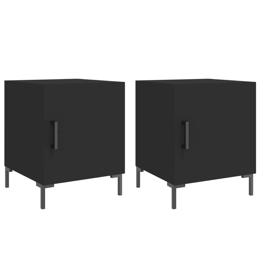 Set di 2 Comodini | Armadio da Notte | Mobiletto da notte Neri 40x40x50 cm in Legno Multistrato