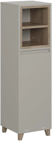 mobiletto bagno Elnor, Greige/Rovere, 30 x 105.2 cm con cesto portabiancheria pieghevole