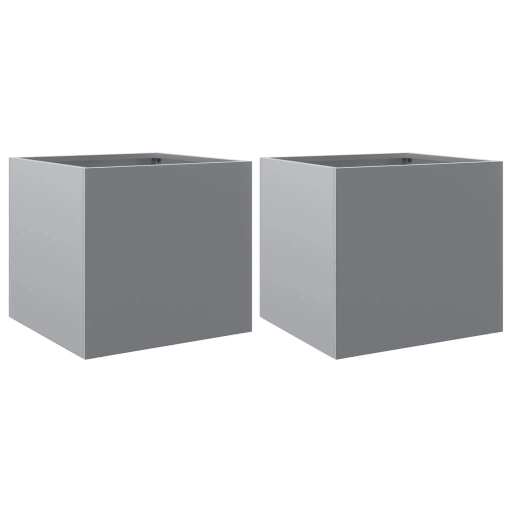 Fioriera rialzata per piante fiori giardino patio set da 2 argento 32 x 30 x 29 cm acciaio zincato argento 02_0039009