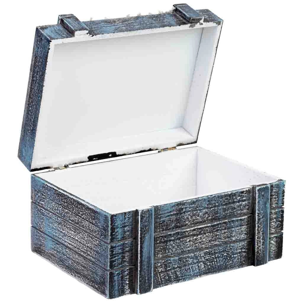 Scatola decorativa in legno blu 22x16x13h cm