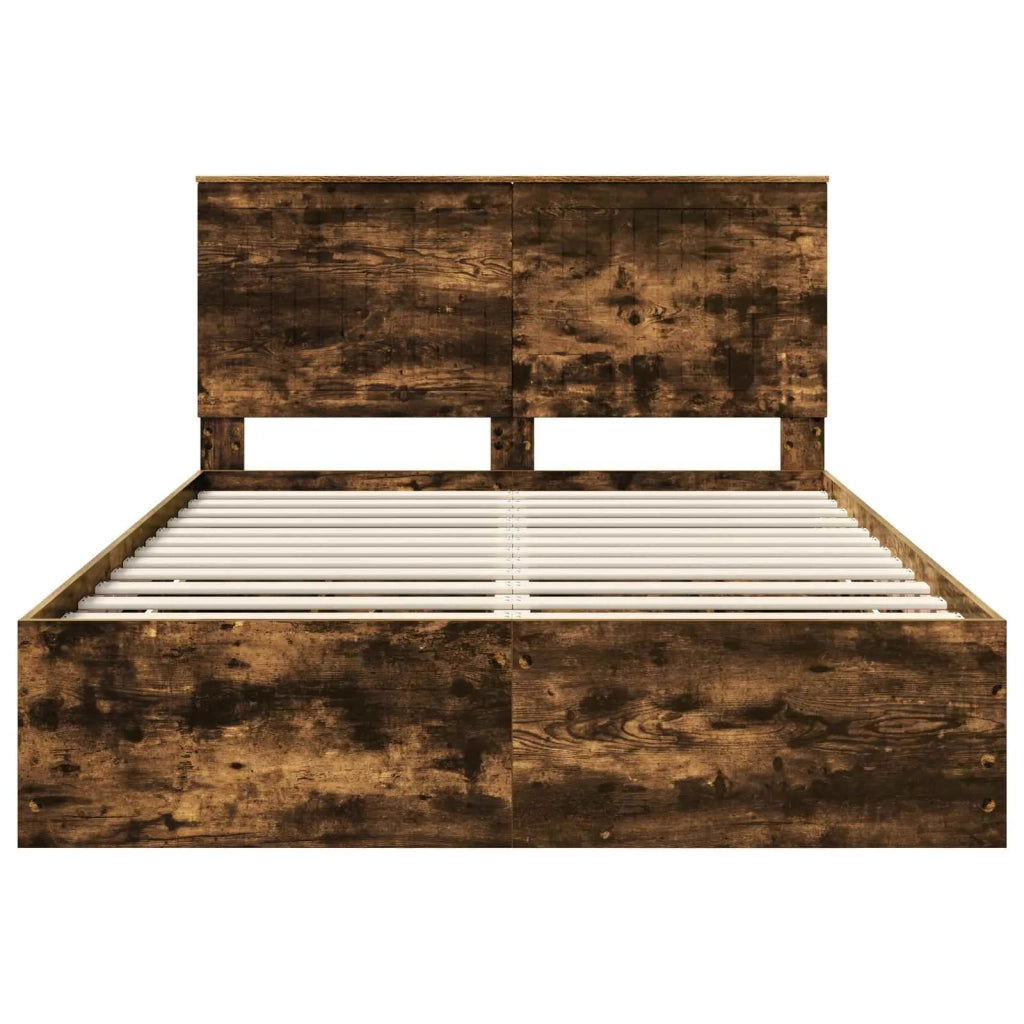 Struttura del letto con cassetto Rovere fumé 140 x 190 cm