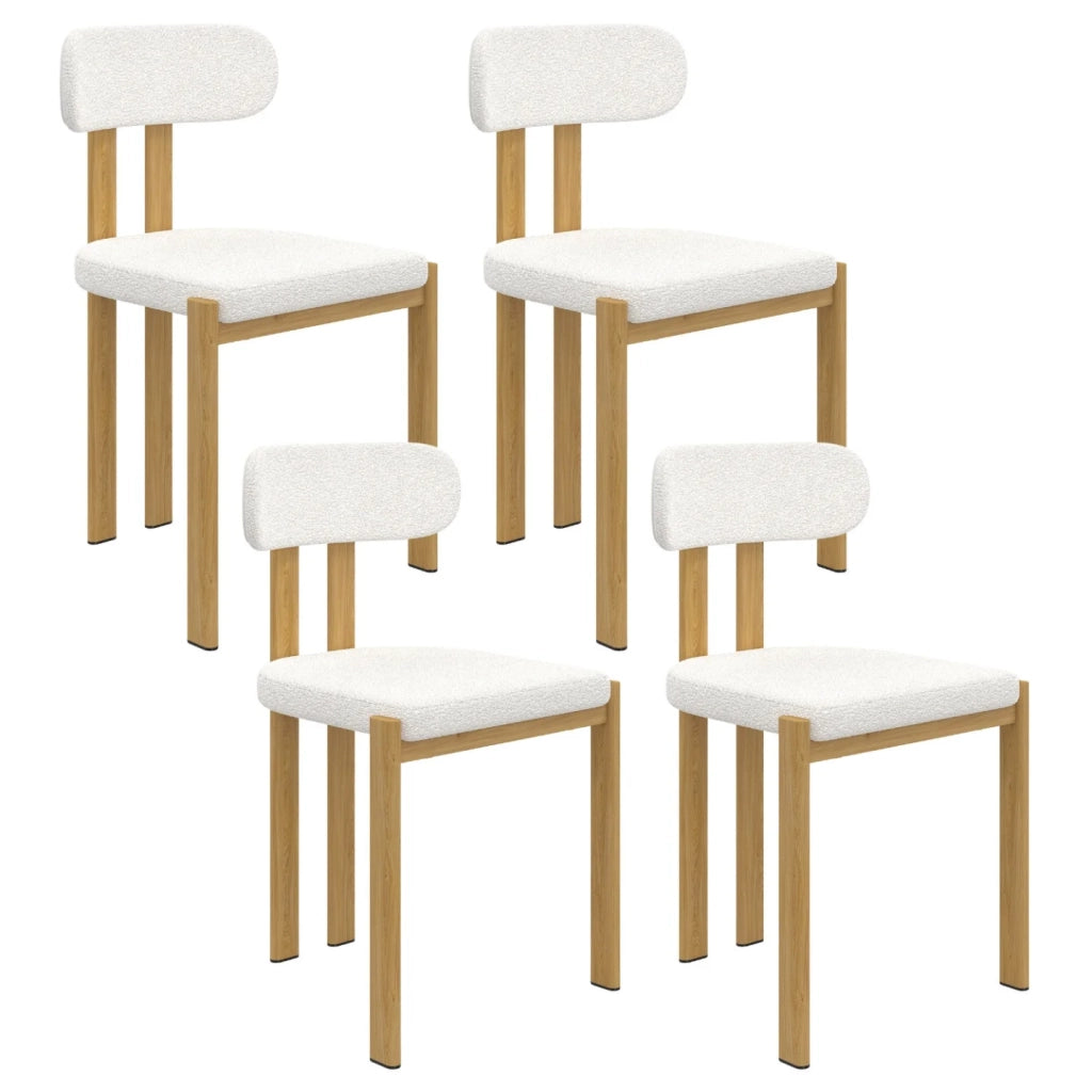 IDMarket - Set di 4 sedie da pranzo ESMA in metallo effetto legno e tessuto bouclette