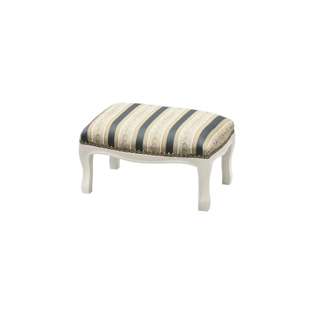 Poggiapiedi imbottito tessuto blu legno shabby bianco 30x20x10 - Mobili 2G