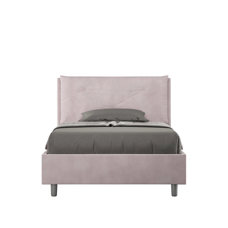 Letto imbottito Piazza e mezzo 110x200 cm Large - Contenitore,Glicine,Microfibra
