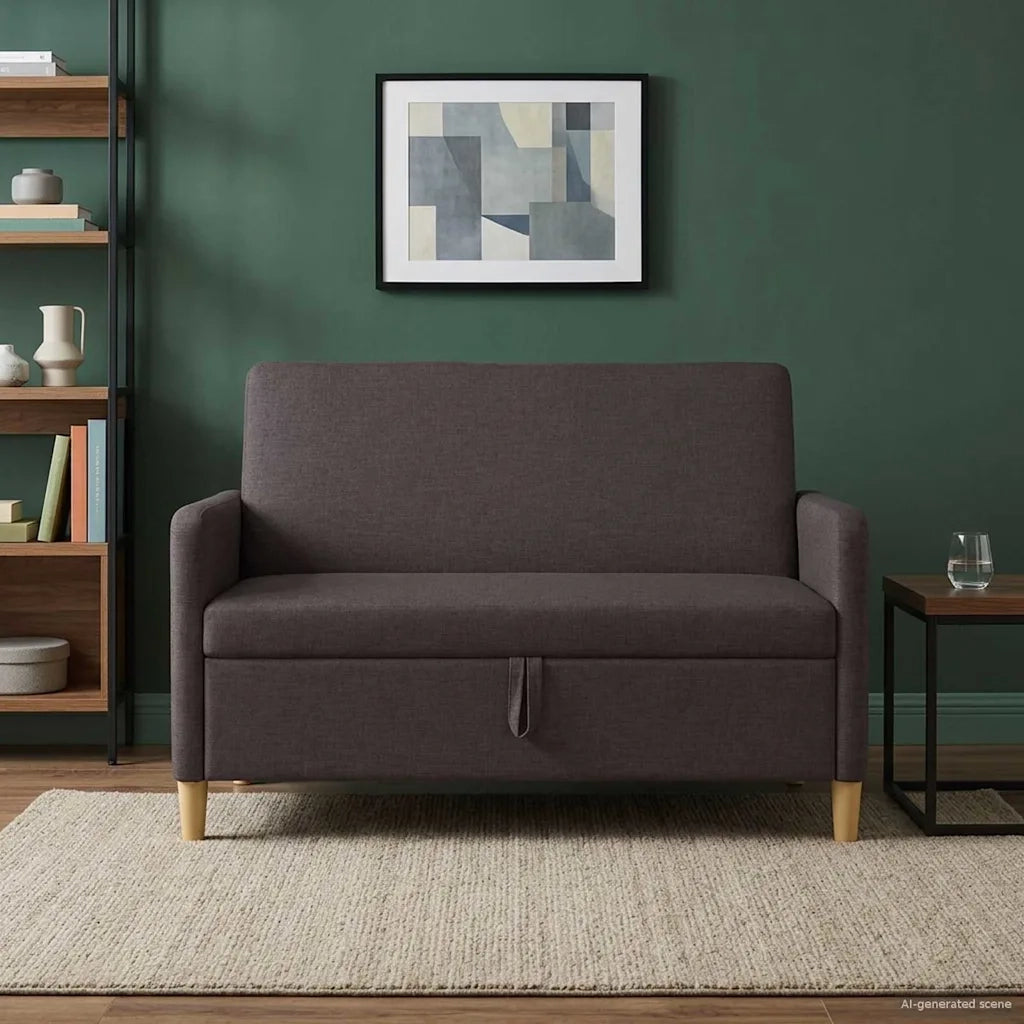 Divano con Storage Marrone Scuro 122 x 78 x 87 cm Poliestere 42036895