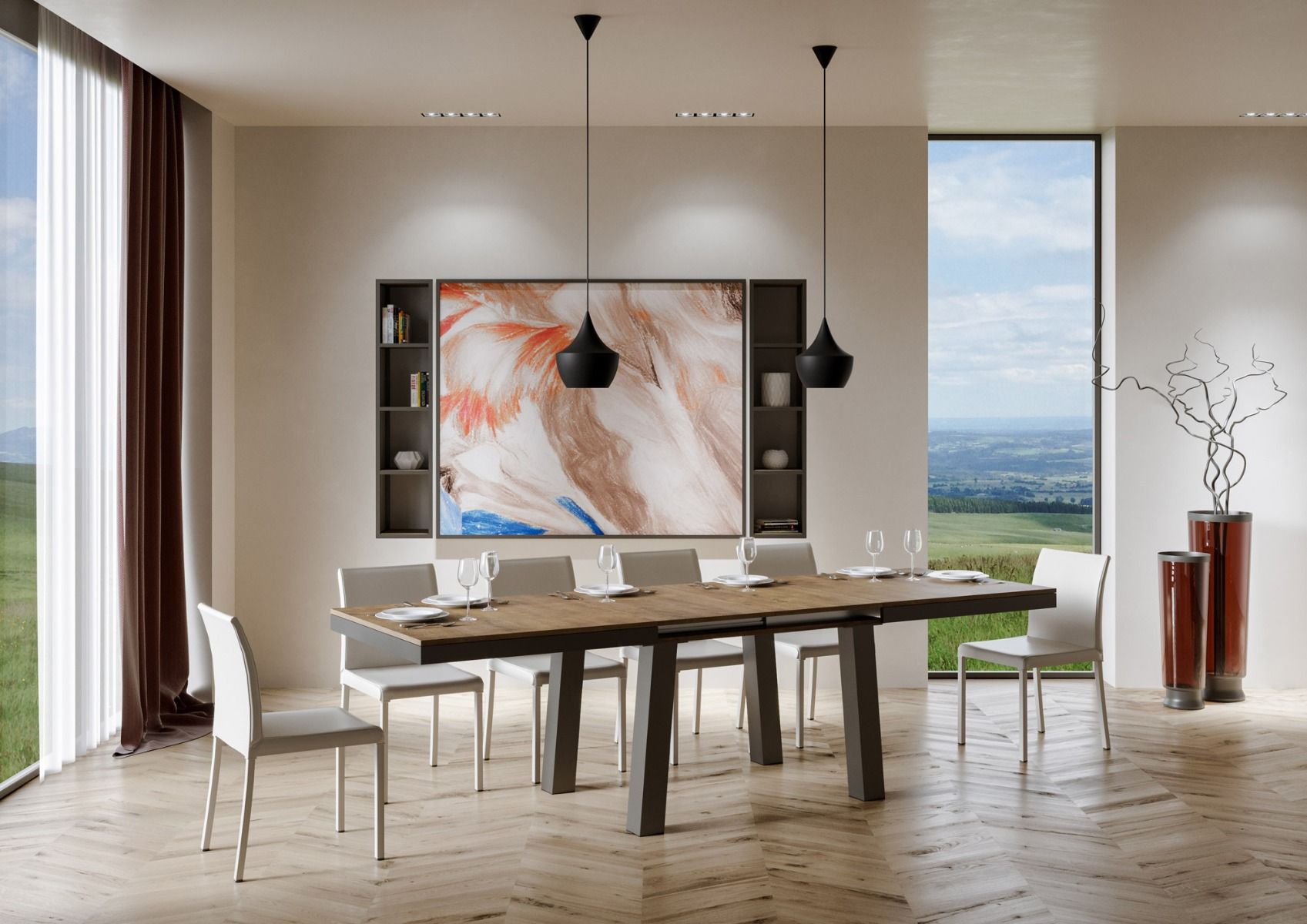 Tavolo Allungabile 160-420x90x77 cm Bridge Evolution Noce