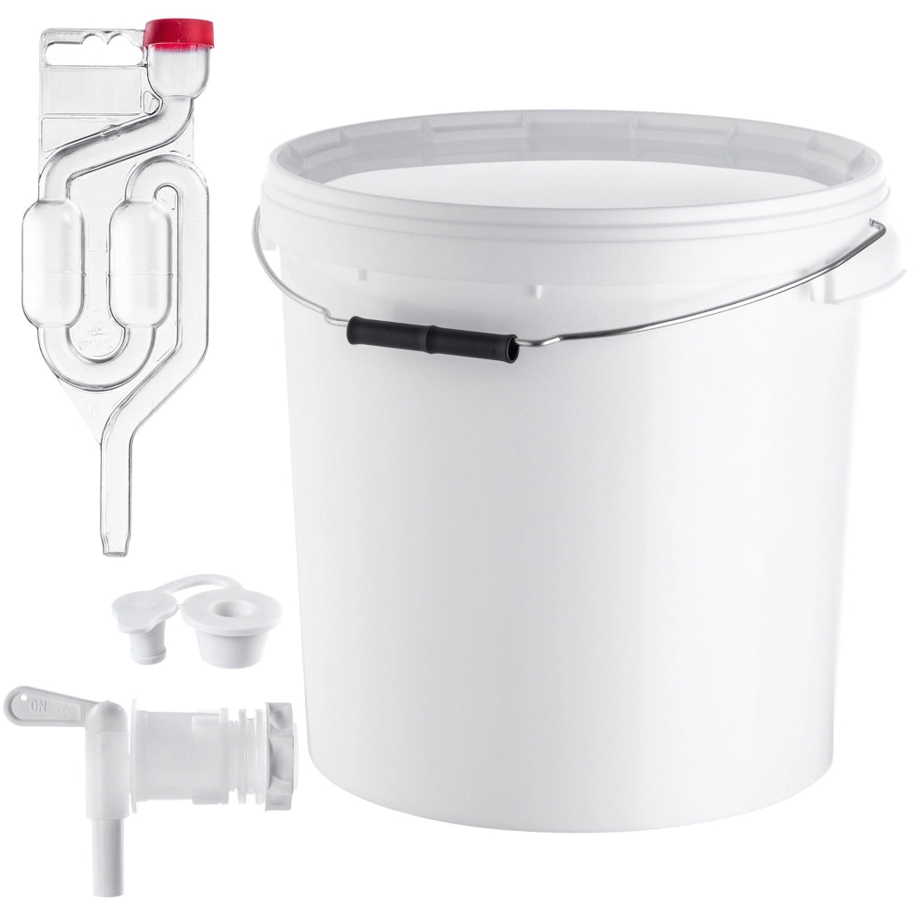 Set di contenitori per fermentazione KADAX da 20 litri per vino e liquori, completo di rubinetto, tubo e tappo.