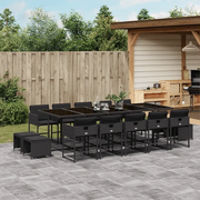 Set da Pranzo da Giardino 15 pz con Cuscini Nero in Polyrattan 3211351