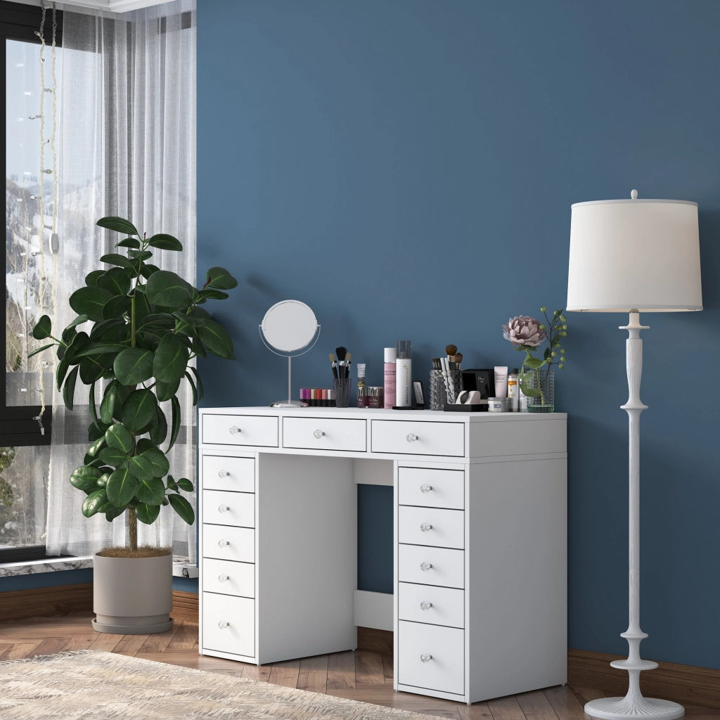 Comodino "Sena" con cassetti in legno incorporati - 120 x 44 x 82 cm - Bianco