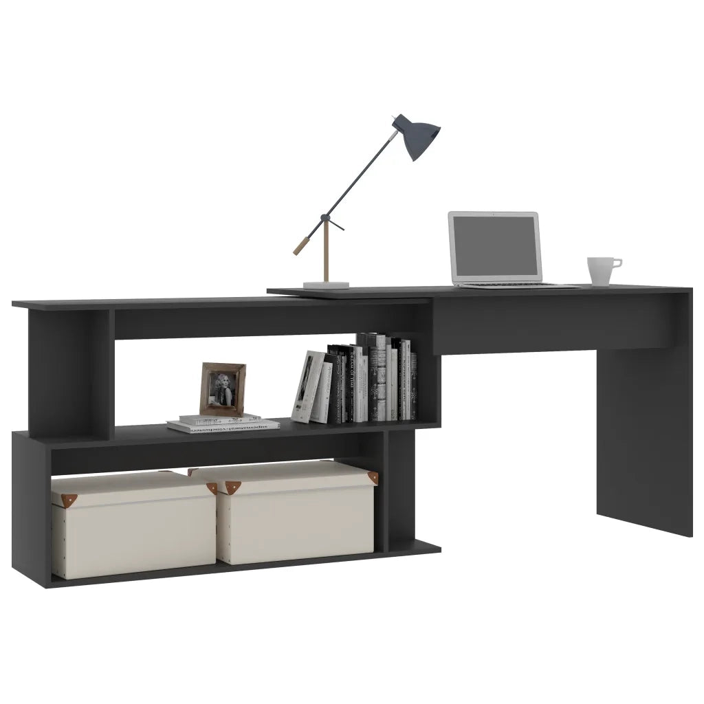 Scrivania ad Angolo Grigia 200x50x76 cm in Legno Multistrato 801100