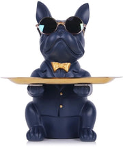 Decorazione da tavolo in cera, statuetta bulldog blu marino, contenitore per le monete, cassetto di conservazione, anello per le chiavi, caramelle, gioielli, orecchini, tavolo da pranzo, adatto per la decorazione di casa, arte moderna