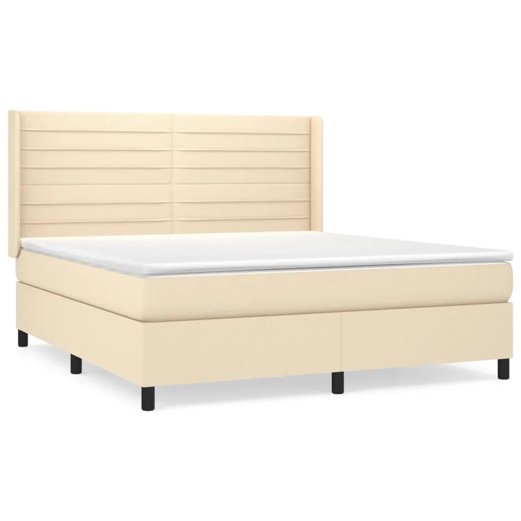 Giroletto a Molle con Materasso Crema 160x200 cm in Tessuto
