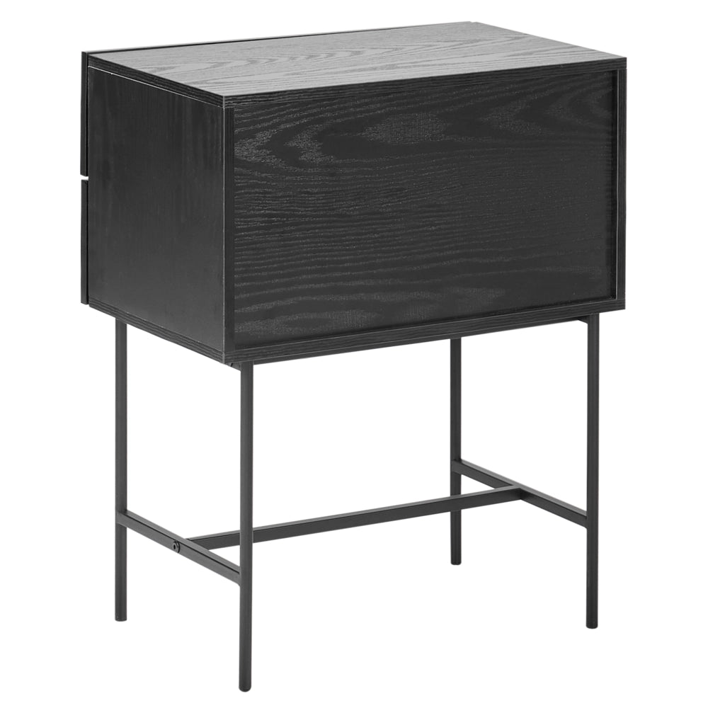 Set di 2 comodini in MDF nero, 2 cassetti, mobili contenitori moderni per camera da letto