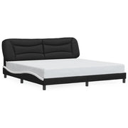 Letto matrimoniale | Letto per adulti | Giroletto senza Materasso Hvar Bianco e Nero 200x200 cm in Similpelle