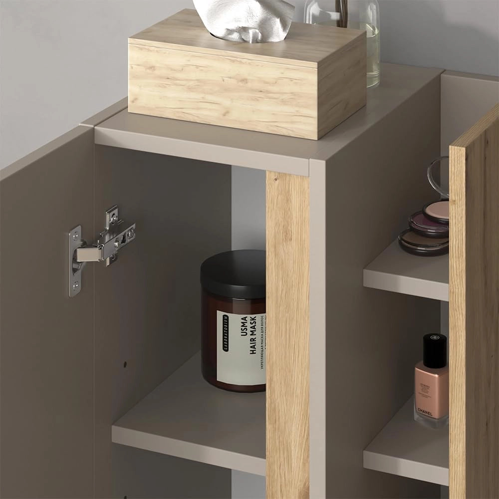 Set di mobili da bagno Edelin, Cachemire, 100 cm, composto da mobile sottolavabo, specchiera, armadio medio e pensile