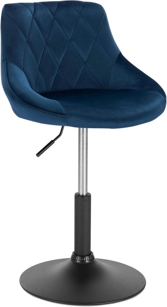 Set di 4 Sedia Cucina con Schienale in Velluto, Girevoli e Regolabili in Altezza, l'altezza può essere regolata tra 42-58 cm, Blu, BH242bl-4